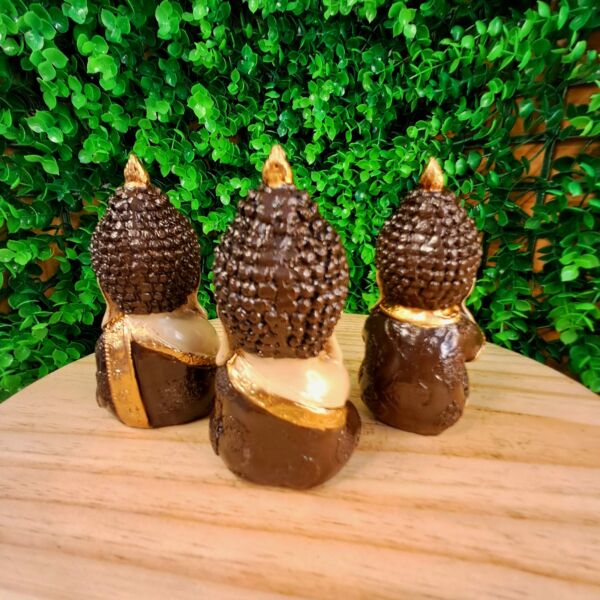 TRIO DE BUDAS DA HARMONIA MARROM 11CM - Imagem 2