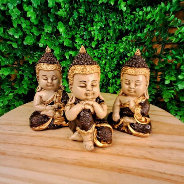 TRIO DE BUDAS DA HARMONIA MARROM 11CM - Imagem 3