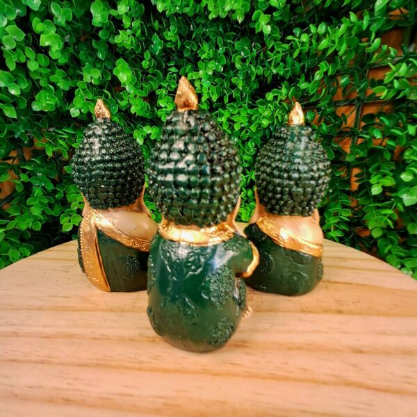TRIO DE BUDAS DA HARMONIA VERDE ESCURO 11CM - Imagem 2