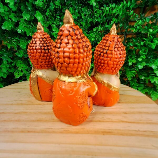 TRIO DE BUDAS DA HARMONIA LARANJADO 11CM - Imagem 2