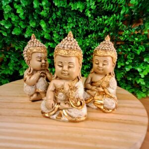 TRIO DE BUDAS DA HARMONIA BRANCO 11CM