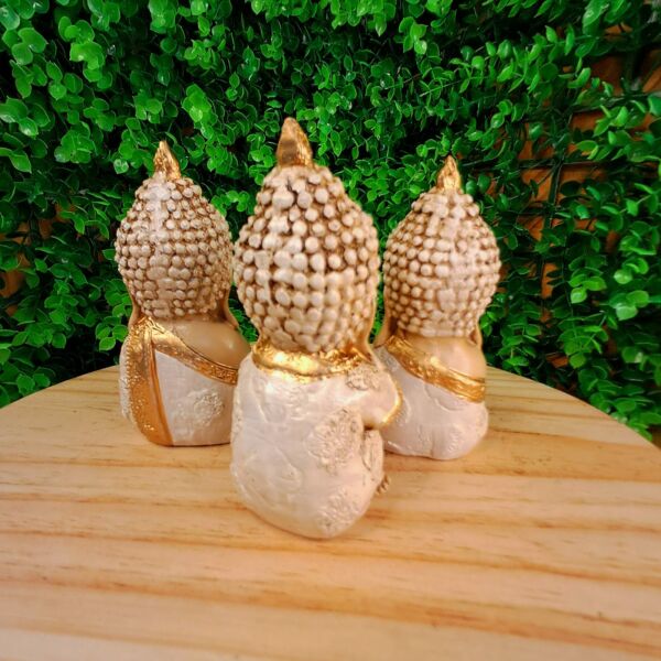 TRIO DE BUDAS DA HARMONIA BRANCO 11CM - Imagem 2