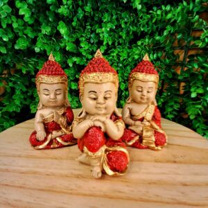 TRIO DE BUDAS DA HARMONIA VERMELHO 11CM