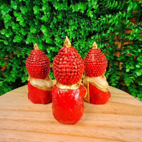 TRIO DE BUDAS DA HARMONIA VERMELHO 11CM - Imagem 2
