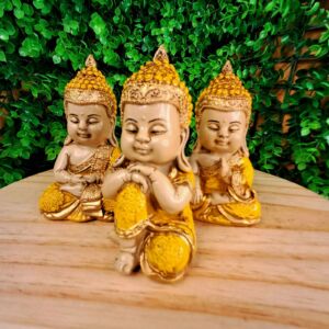 TRIO DE BUDAS DA HARMONIA AMARELO 11CM