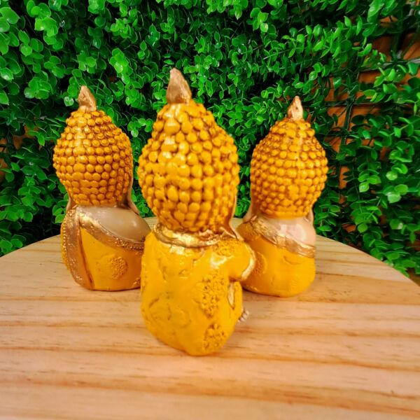 TRIO DE BUDAS DA HARMONIA AMARELO 11CM - Imagem 2