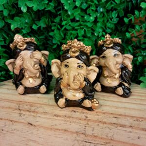 TRIO DE GANESHA DA HARMONIA PRETO 8CM