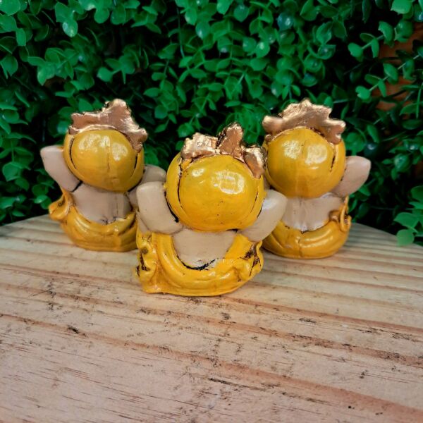 TRIO DE GANESHA DA HARMONIA AMARELO 8CM - Imagem 2