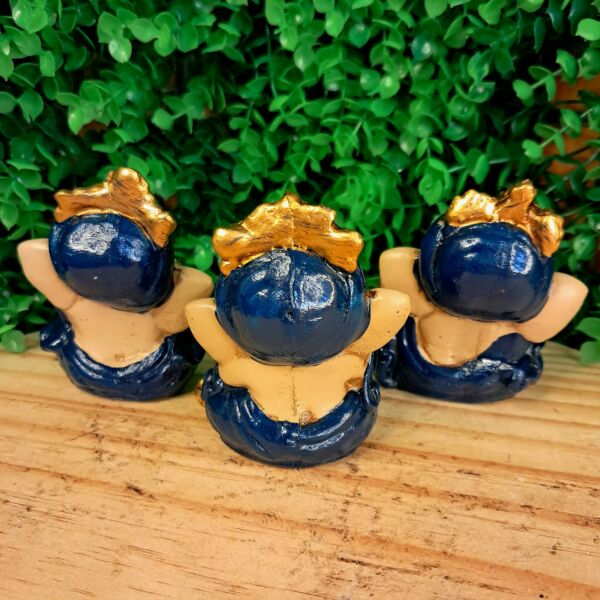 TRIO DE GANESHA DA HARMONIA AZUL ESCURO 8CM - Imagem 2