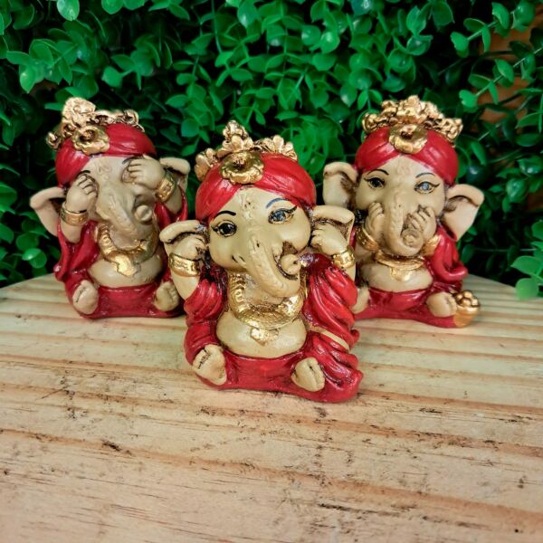 TRIO DE GANESHA DA HARMONIA VERMELHO 8CM
