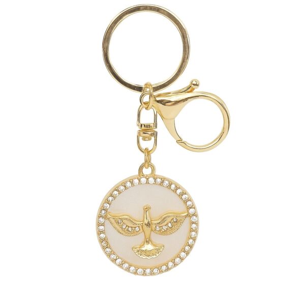 CHAVEIRO LUXO DOURADO DIVINO ESPÍRITO SANTO COM STRASS - Imagem 2