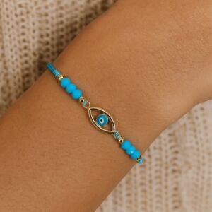 PULSEIRA DE PROTEÇÃO AZUL CLARO COM OLHO GREGO