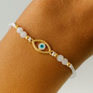 PULSEIRA DE PROTEÇÃO BRANCA COM OLHO GREGO