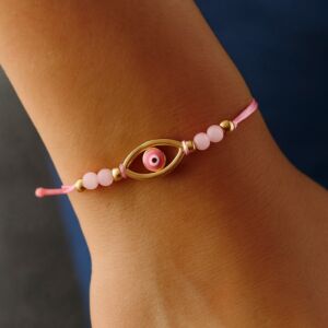 PULSEIRA DE PROTEÇÃO ROSA COM OLHO GREGO