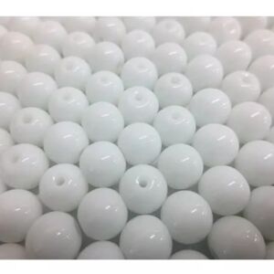 PACOTE COM 50 CONTAS LISAS 10MM BRANCA LEITOSA