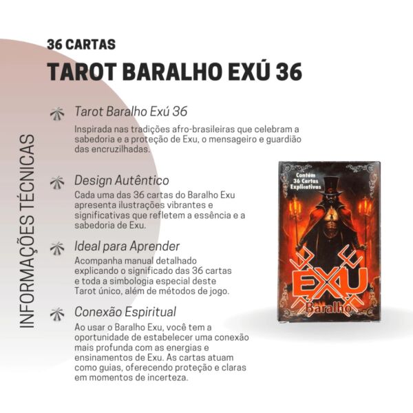 TAROT DE EXU 36 CARTAS ARCANOS MAIORES AUTO EXPLICATIVAS - Imagem 3
