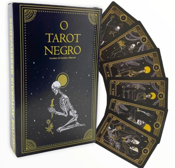 O TAROT NEGRO COM 22 CARTAS ARCANOS MAIORES E MANUAL EXPLICATIVO - Imagem 3