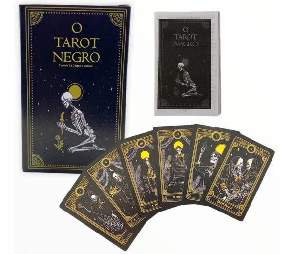 O TAROT NEGRO COM 22 CARTAS ARCANOS MAIORES E MANUAL EXPLICATIVO - Imagem 2