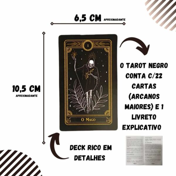 O TAROT NEGRO COM 22 CARTAS ARCANOS MAIORES E MANUAL EXPLICATIVO - Imagem 6
