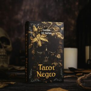 TAROT NEGRO COM 22 CARTAS ARCANOS MAIORES E MANUAL EXPLICATIVO
