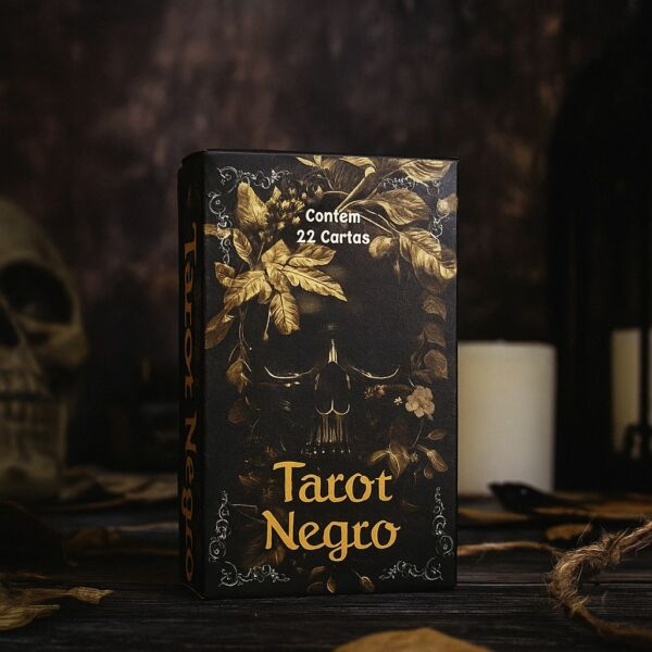 TAROT NEGRO COM 22 CARTAS ARCANOS MAIORES E MANUAL EXPLICATIVO
