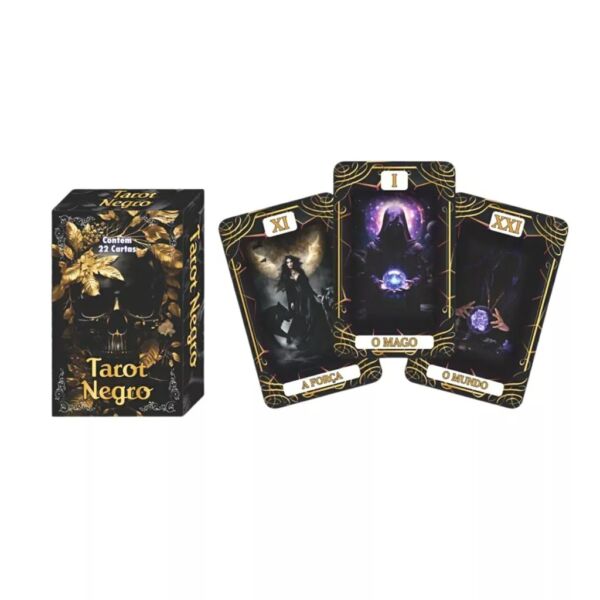 TAROT NEGRO COM 22 CARTAS ARCANOS MAIORES E MANUAL EXPLICATIVO - Imagem 2