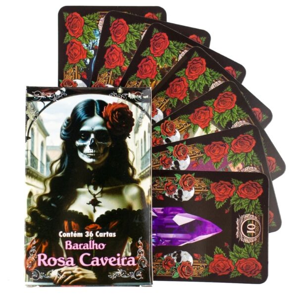 BARALHO DA ROSA CAVEIRA COM 36 CARTAS ARCANOS MAIORES E MANUAL EXPLICATIVO - Imagem 2