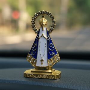 MINI IMAGEM NOSSA SENHORA APARECIDA DE METAL COM FITA DUPLA-FACE 5,5CM
