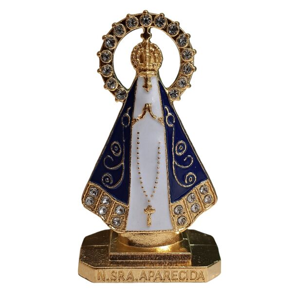MINI IMAGEM NOSSA SENHORA APARECIDA DE METAL COM FITA DUPLA-FACE 5,5CM - Imagem 2