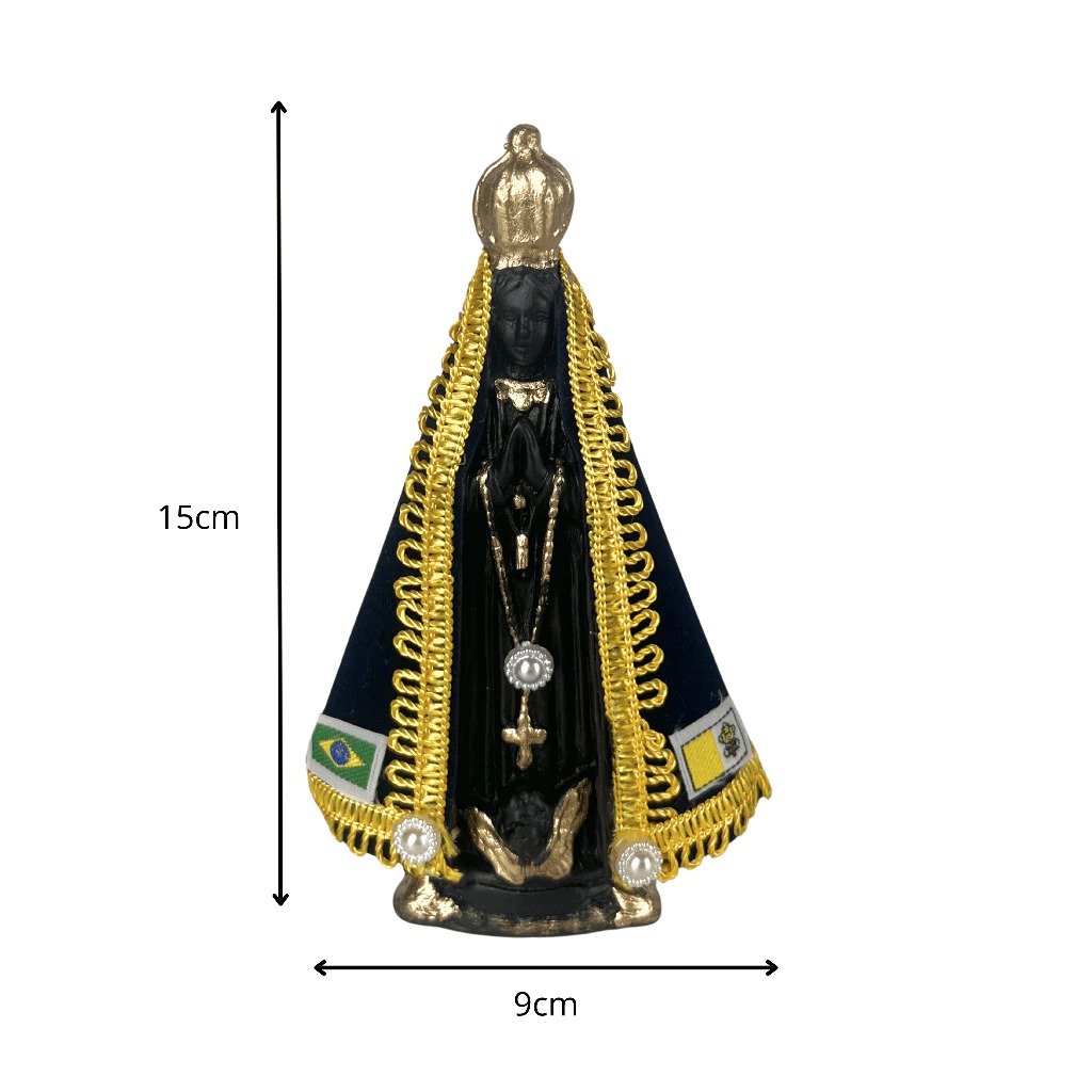 IMAGEM EM GESSO NOSSA SENHORA APARECIDA COM MANTO DE VELUDO 15CM - Imagem 5