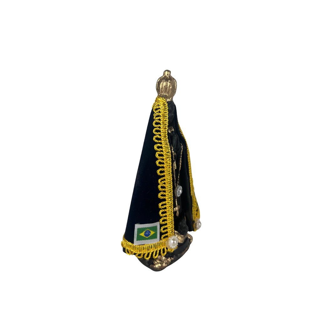 IMAGEM EM GESSO NOSSA SENHORA APARECIDA COM MANTO DE VELUDO 15CM - Imagem 3