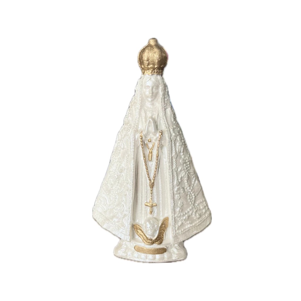 IMAGEM EM GESSO NOSSA SENHORA APARECIDA BRANCO PÉROLA 15CM - Imagem 2