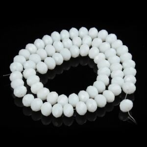 FIO DE CRISTAIS SEXTAVADOS 8MM BRANCO LEITOSO