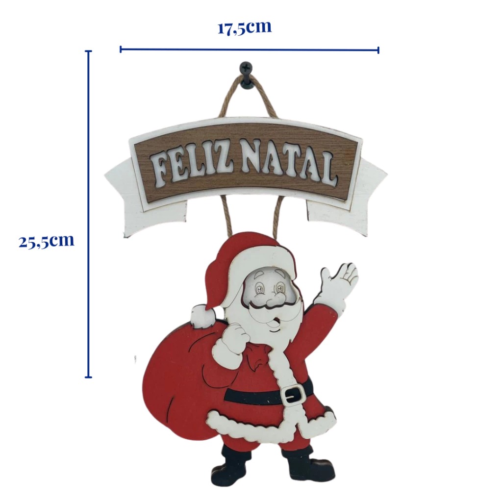 PLACA DECORATIVA ADORNO DE PORTA PAPAI NOEL FELIZ - FELIZ NATAL - ENFEITE DE NATAL PARA CASA - Imagem 2