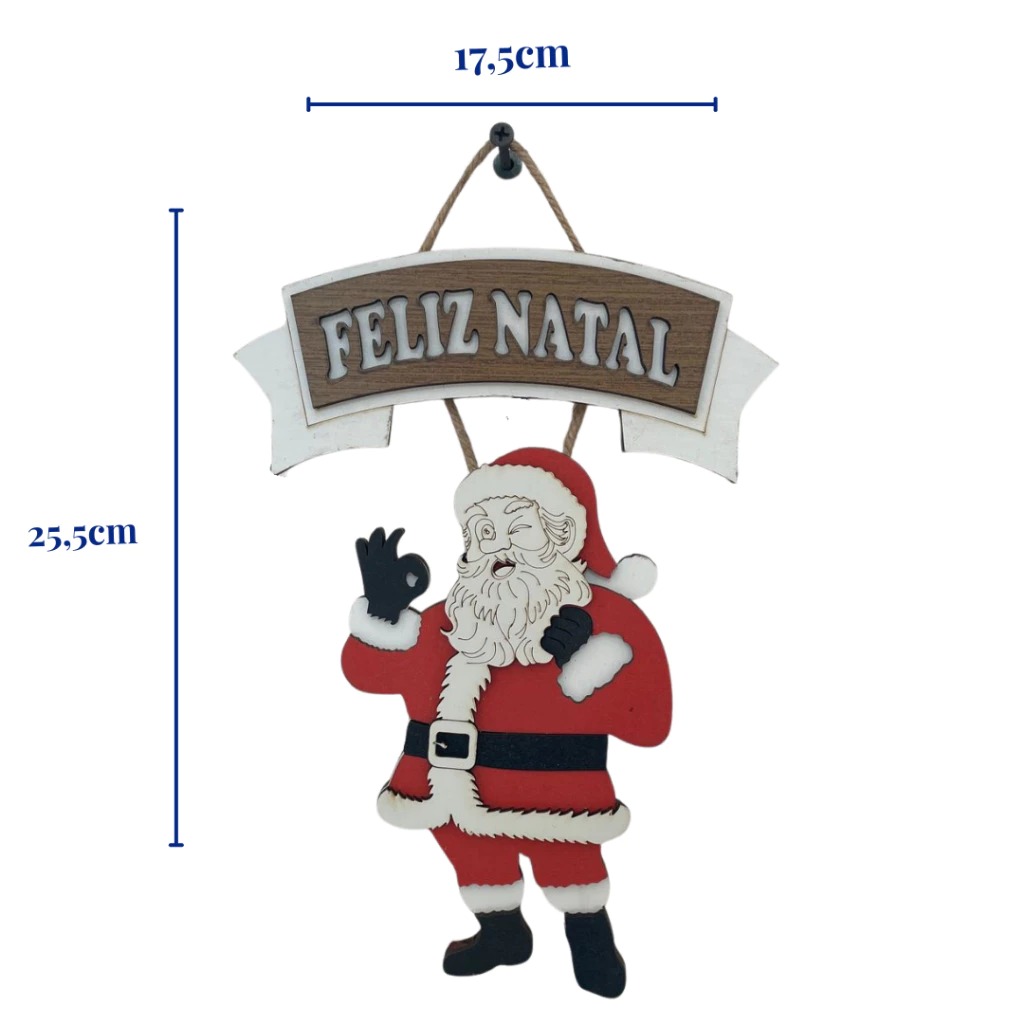 PLACA DECORATIVA ADORNO DE PORTA PAPAI NOEL POSITIVO - FELIZ NATAL - ENFEITE DE NATAL PARA CASA - Imagem 2