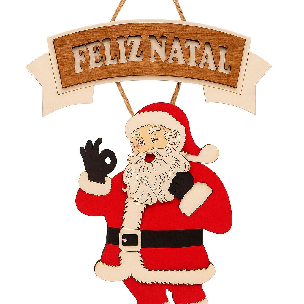 PLACA DECORATIVA ADORNO DE PORTA PAPAI NOEL POSITIVO - FELIZ NATAL - ENFEITE DE NATAL PARA CASA - Imagem 3