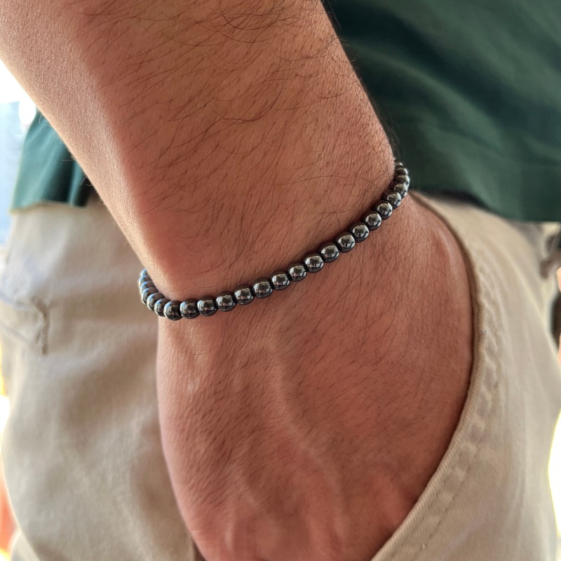 PULSEIRA DE PEDRAS HEMATITA 4MM