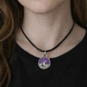 COLAR ORIXÁ NANÃ COM MEDALHA PRATA RESINADA