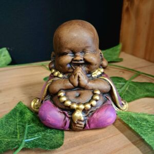 MINI BUDA DA PROSPERIDADE ENVELHECIDO COM ROXO 7CM