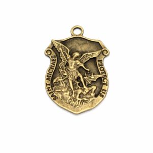 PINGENTE MEDALHA ESCUDO DE SÃO MIGUEL ARCANJO 2,5CM ENVELHECIDO - UNIDADE