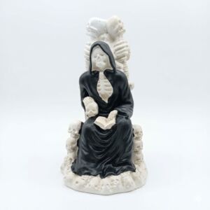 IMAGEM EM GESSO ESQUELETO NO TRONO 17CM