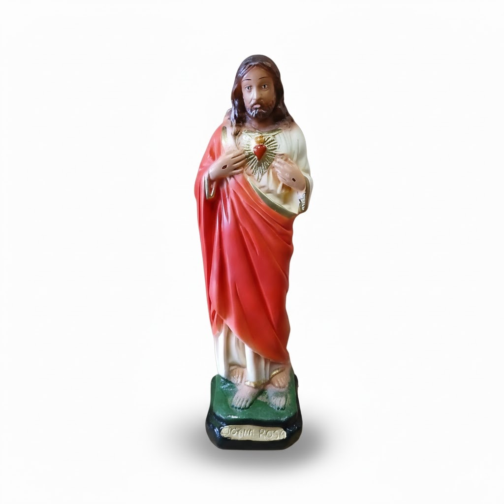 IMAGEM EM GESSO SAGRADO CORAÇÃO DE JESUS 20CM