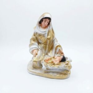 IMAGEM EM GESSO MARIA COM MENINO JESUS 19CM