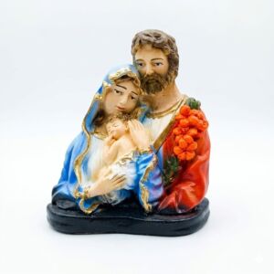 IMAGEM EM GESSO BUSTO SAGRADA FAMÍLIA COLORIDA 16CM