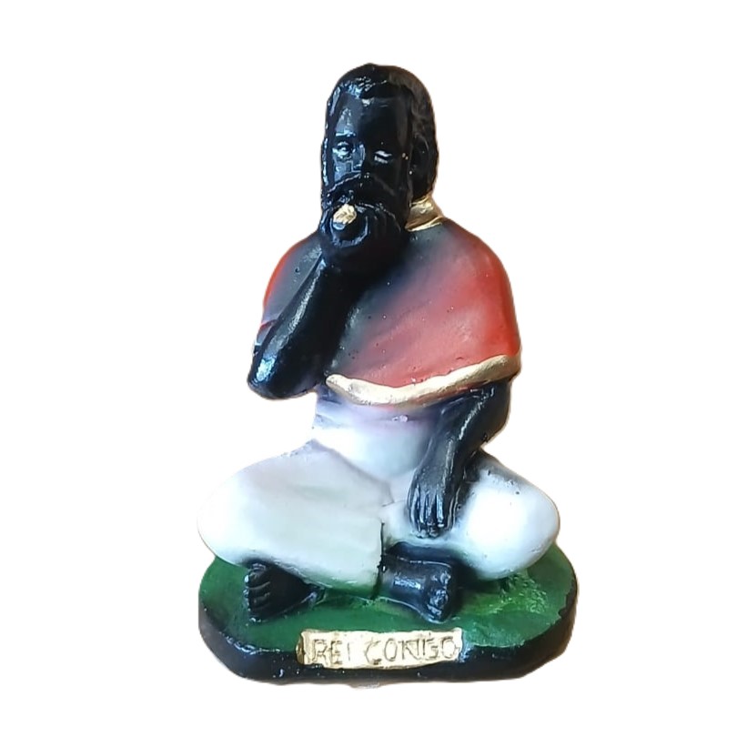 IMAGEM EM GESSO PRETO VELHO REI CONGO 13CM