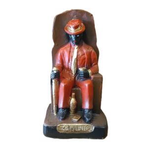 IMAGEM EM GESSO MALANDRO ZÉ PELINTRA VERMELHO NO TRONO 20CM