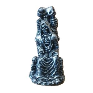 IMAGEM EM GESSO ESQUELETO NO TRONO CINZA 17CM