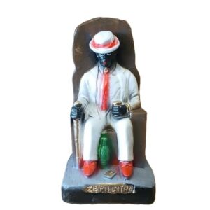 IMAGEM EM GESSO MALANDRO ZÉ PELINTRA BRANCA NO TRONO 20CM