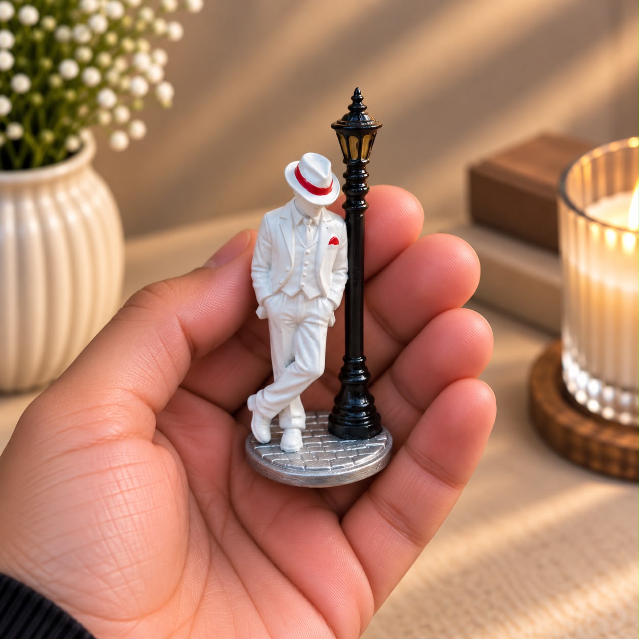 IMAGEM MALANDRO SEU ZÉ PELINTRA NO POSTE EM RESINA PREMIUM MINIATURA 7CM COLORIDA - Imagem 2