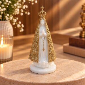 IMAGEM NOSSA SENHORA APARECIDA MANTO DOURADO PREMIUM MINIATURA 7CM - LEMBRANCINHA CASAMENTO BATIZADO CRISMA COMUNHÃO